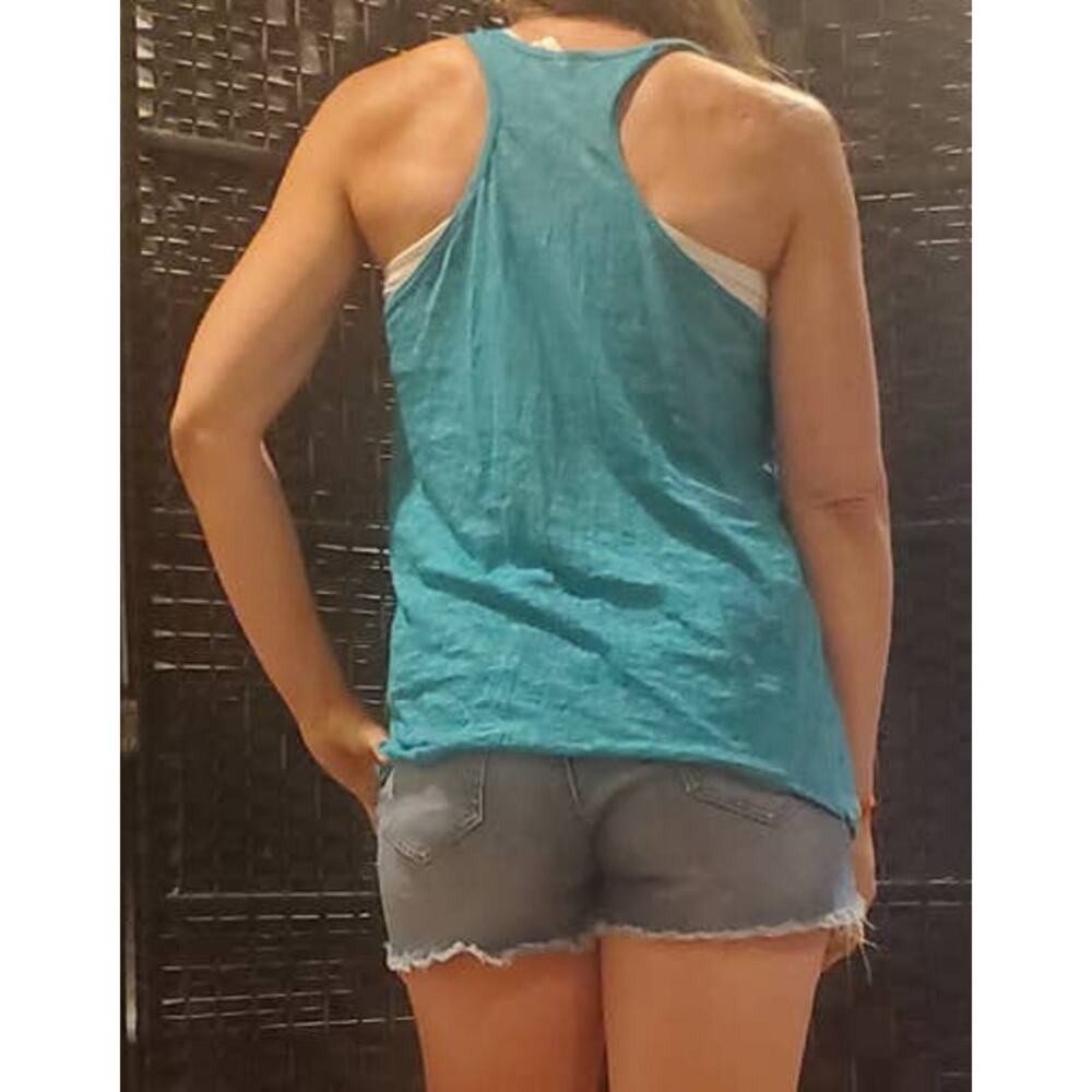Col Story burnout racerback tank top peacock blue